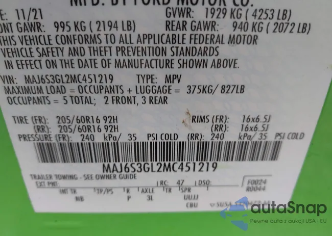 MAJ6S3GL2MC451219: 43725091