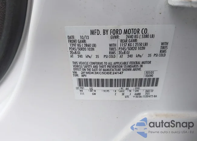 2FMDK3KC5DBE24147: 43725252