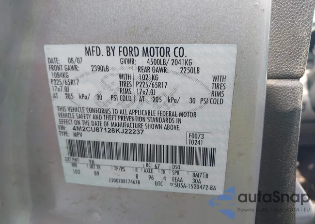 4M2CU87128KJ22237: 43725272