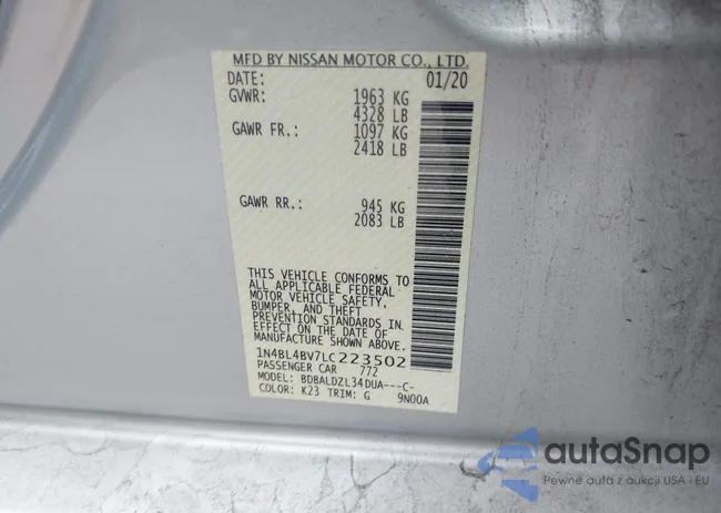 1N4BL4BV7LC223502: 43725285