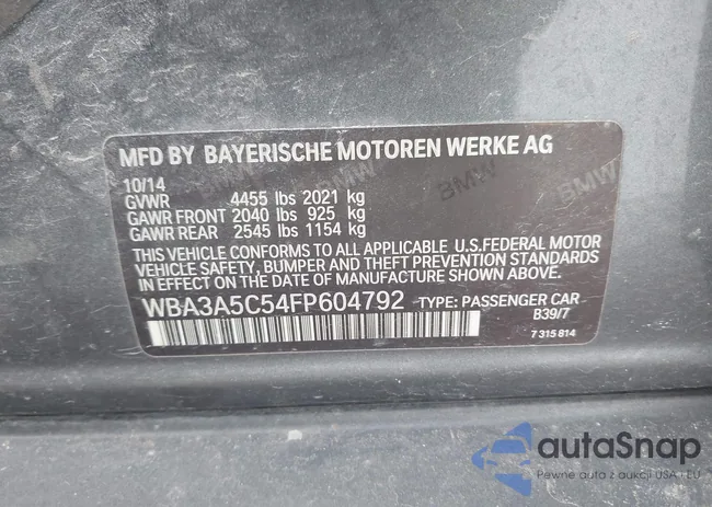 WBA3A5C54FP604792: 43725385