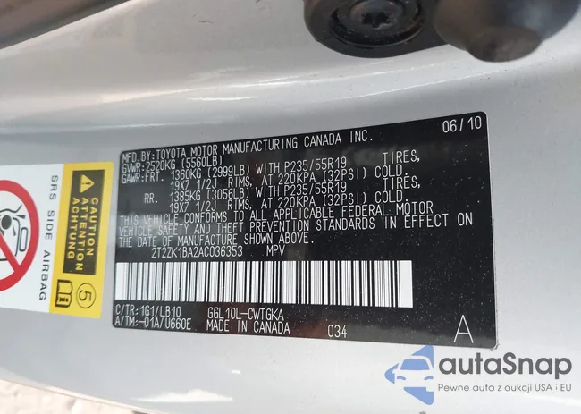 2T2ZK1BA2AC036353: 43725426