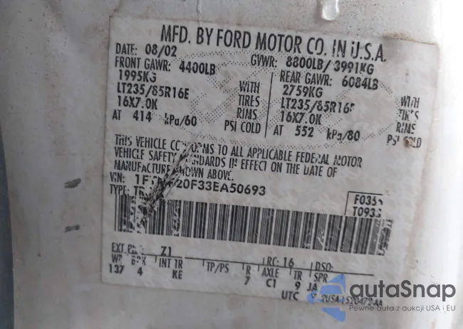 1FTNF20F33EA50693: 43725583