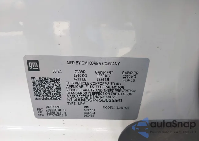 KL4AMBSP4SB035561: 43724706