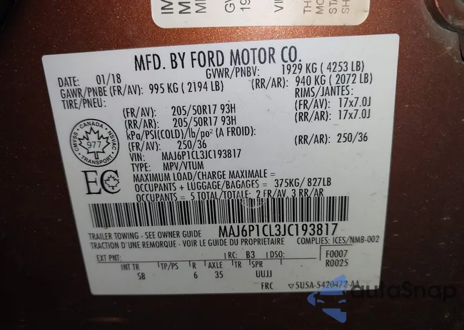 MAJ6P1CL3JC193817: 43724741