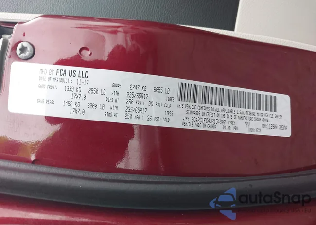 2C4RC1FG4JR154307: 43726210