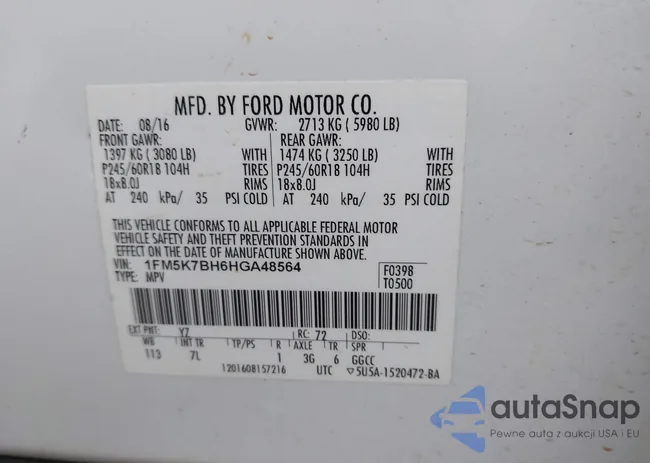 1FM5K7BH6HGA48564: 43726220