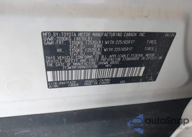 2T3W1RFV6RW334198: 43726349