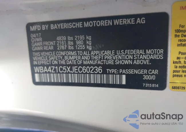 WBA4Z1C5XJEC60236: 43726387