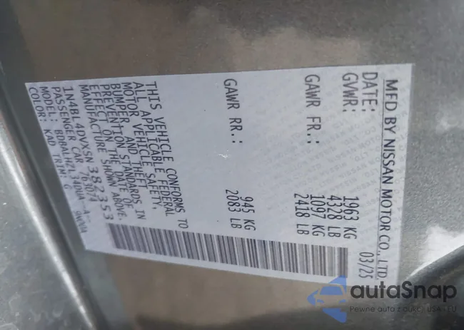 1N4BL4DVXSN382353: 43726478