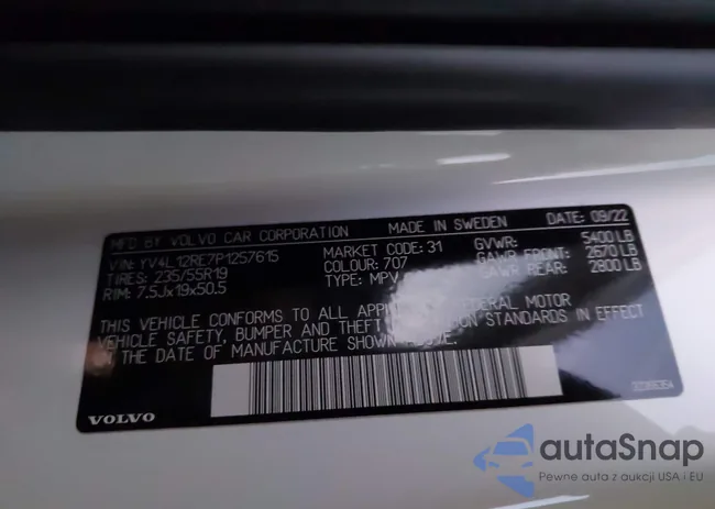 YV4L12RE7P1257615: 43726615