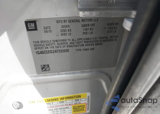 1G4GC5EG2AF293905: 43725897