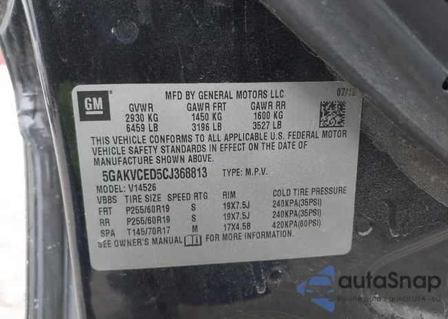 5GAKVCED5CJ368813: 43727079