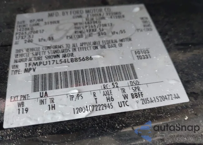 1FMPU17L54LB85686: 43727094