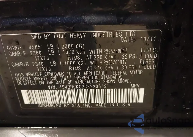 4S4BRCKC2C3220519: 43727264