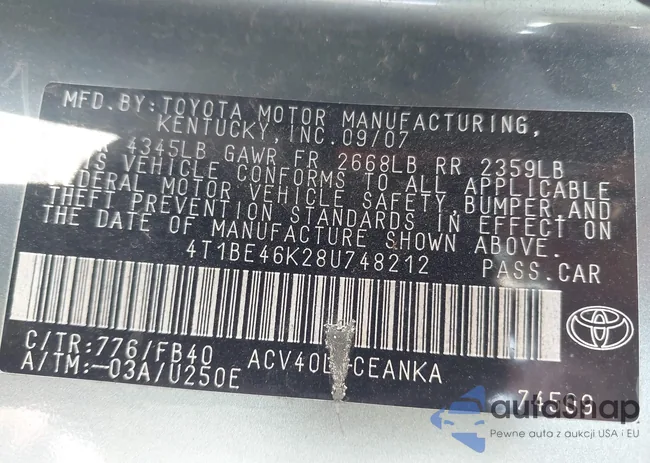 4T1BE46K28U748212: 43727359