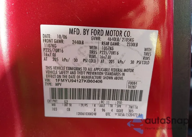 1FMYU94127KB60406: 43727457