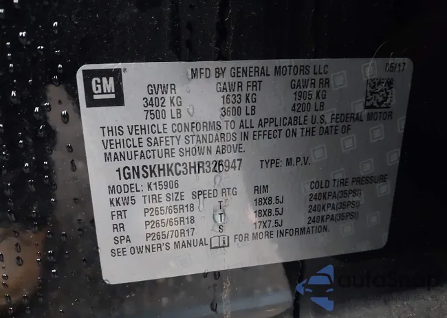 1GNSKHKC3HR326947: 43727464