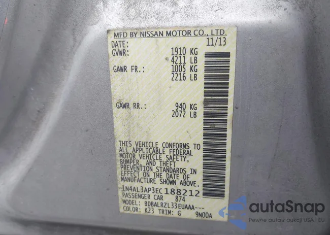 1N4AL3AP3EC188212: 43727478