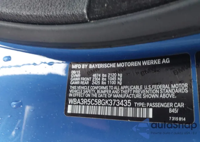 WBA3R5C58GK373435: 43727497
