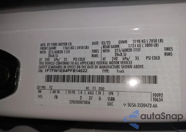 1FTFW1E84PFB14622: 43727512