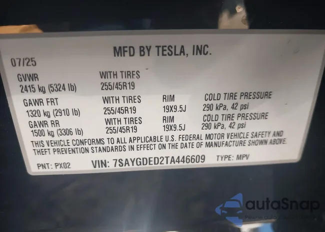 7SAYGDED2TA446609: 43727611