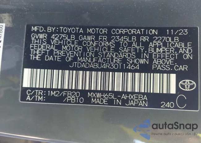 JTDADABU4R3011464: 43727622