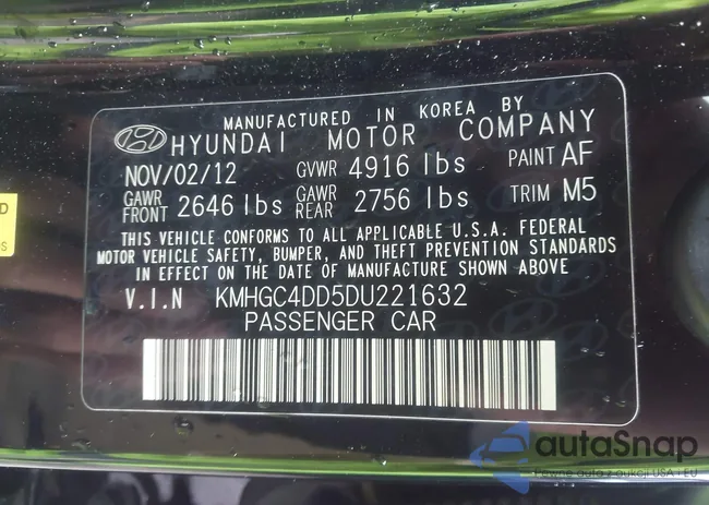 KMHGC4DD5DU221632: 43726652