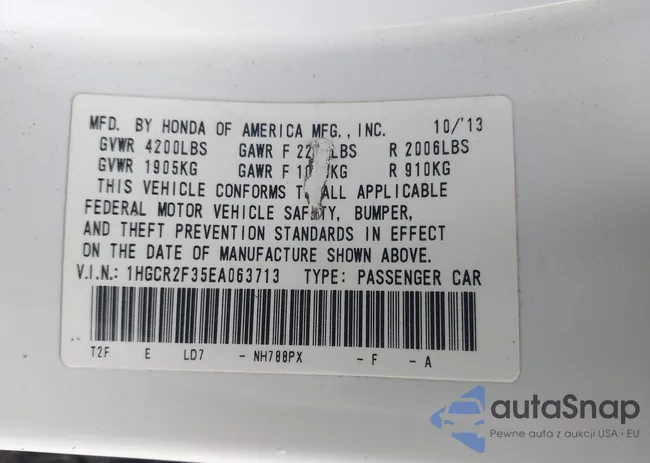 1HGCR2F35EA063713: 43726791