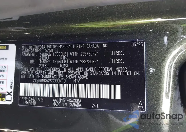 2T2BBMCA2SC090710: 43728041