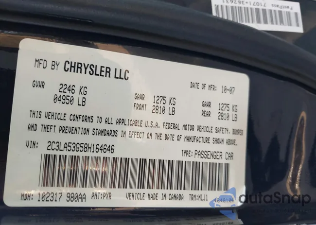 2C3LA53G58H164646: 43728053