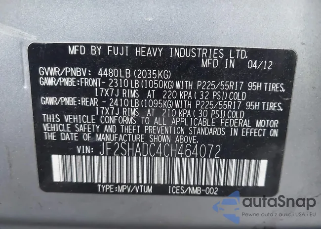 JF2SHADC4CH464072: 43728170