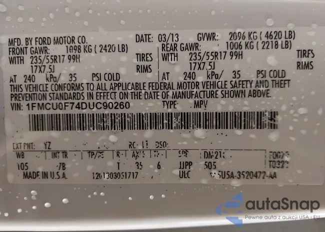 1FMCU0F74DUC90260: 43728211