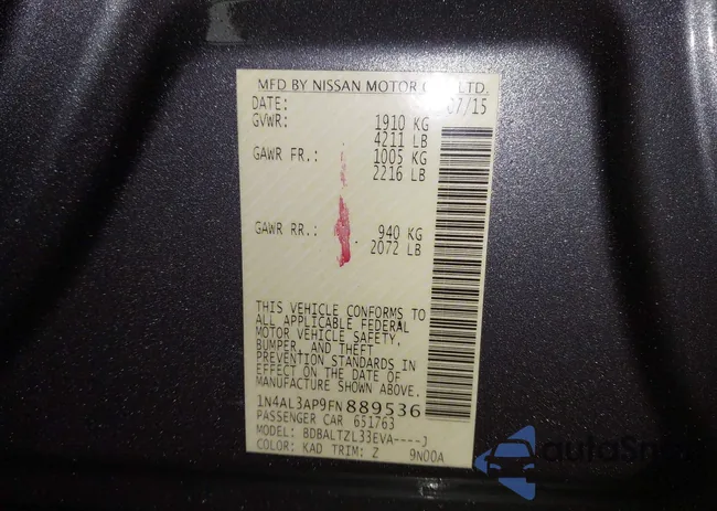 1N4AL3AP9FN889536: 43728389