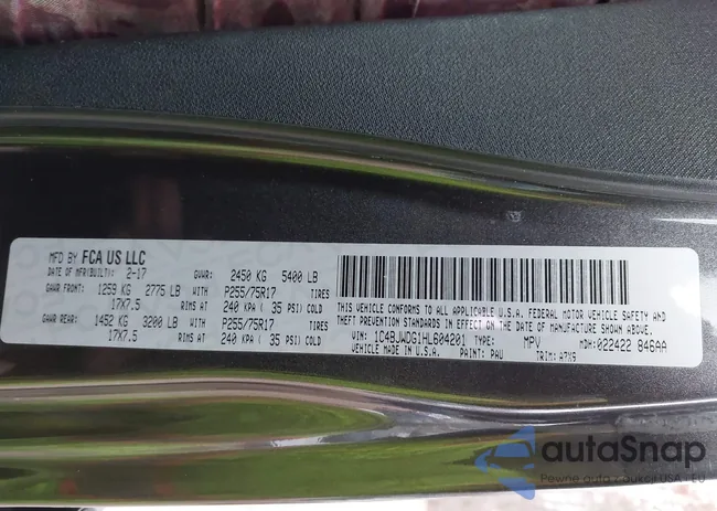 1C4BJWDG1HL604201: 43728547