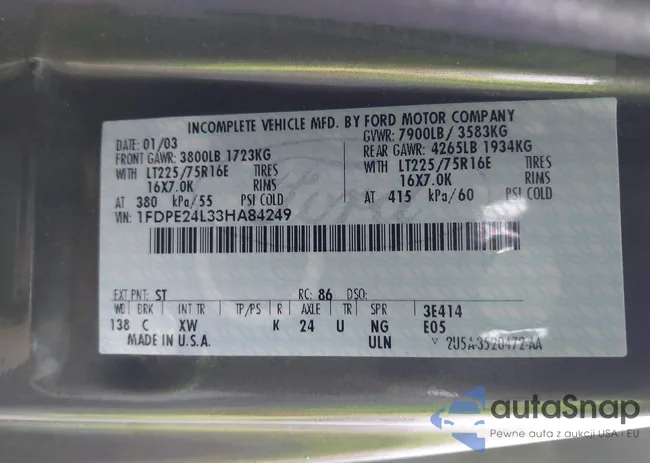 1FDPE24L33HA84249: 43728558