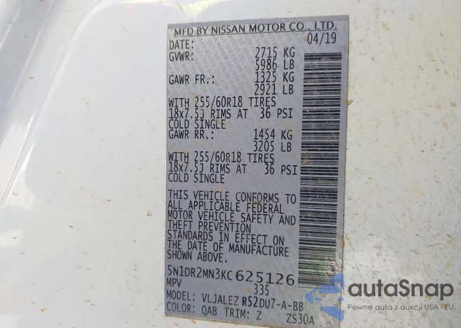 5N1DR2MN3KC625126: 43727803