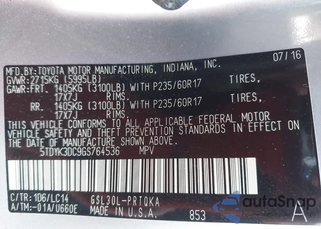 5TDYK3DC9GS764536: 43728031