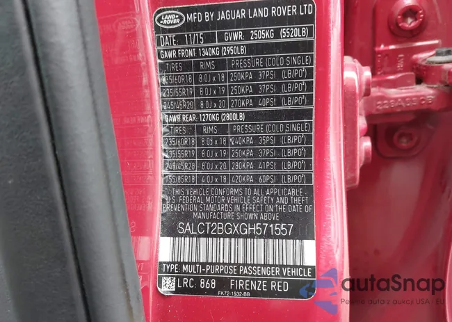 SALCT2BGXGH571557: 43729073