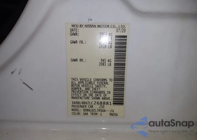 1N4BL4BV2LC268881: 43729082