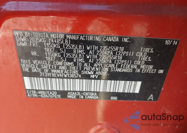 2T3YFREV4FW138574: 43729117