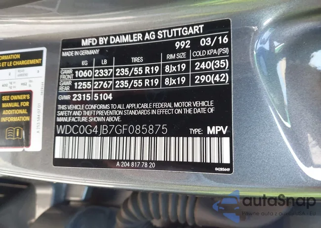 WDC0G4JB7GF085875: 43729203