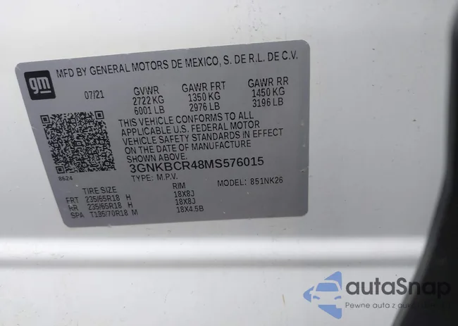 3GNKBCR48MS576015: 43729279