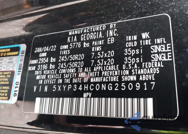 5XYP34HC0NG250917: 43729386