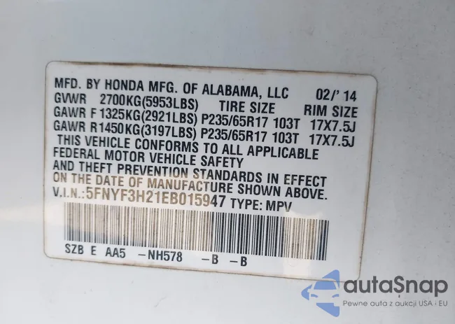 5FNYF3H21EB015947: 43729406