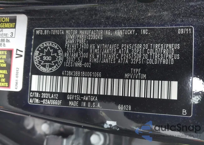 4T3BK3BB1BU061066: 43729457