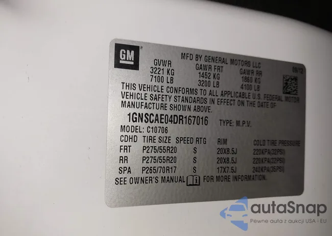 1GNSCAE04DR167016: 43728729