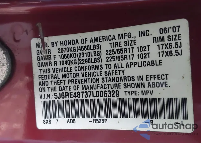 5J6RE48737L006329: 43728998