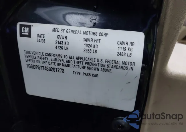 1G6DP577460207273: 43730114