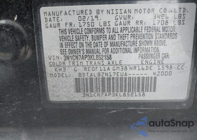 3N1CN7AP3KL852158: 43730176